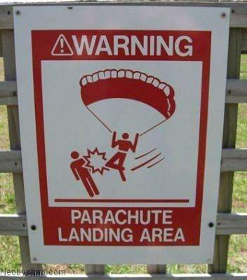 Осторожно! Место приземления парашютистов!