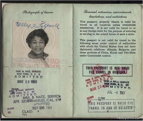 Паспорт Эллы Фицджеральд